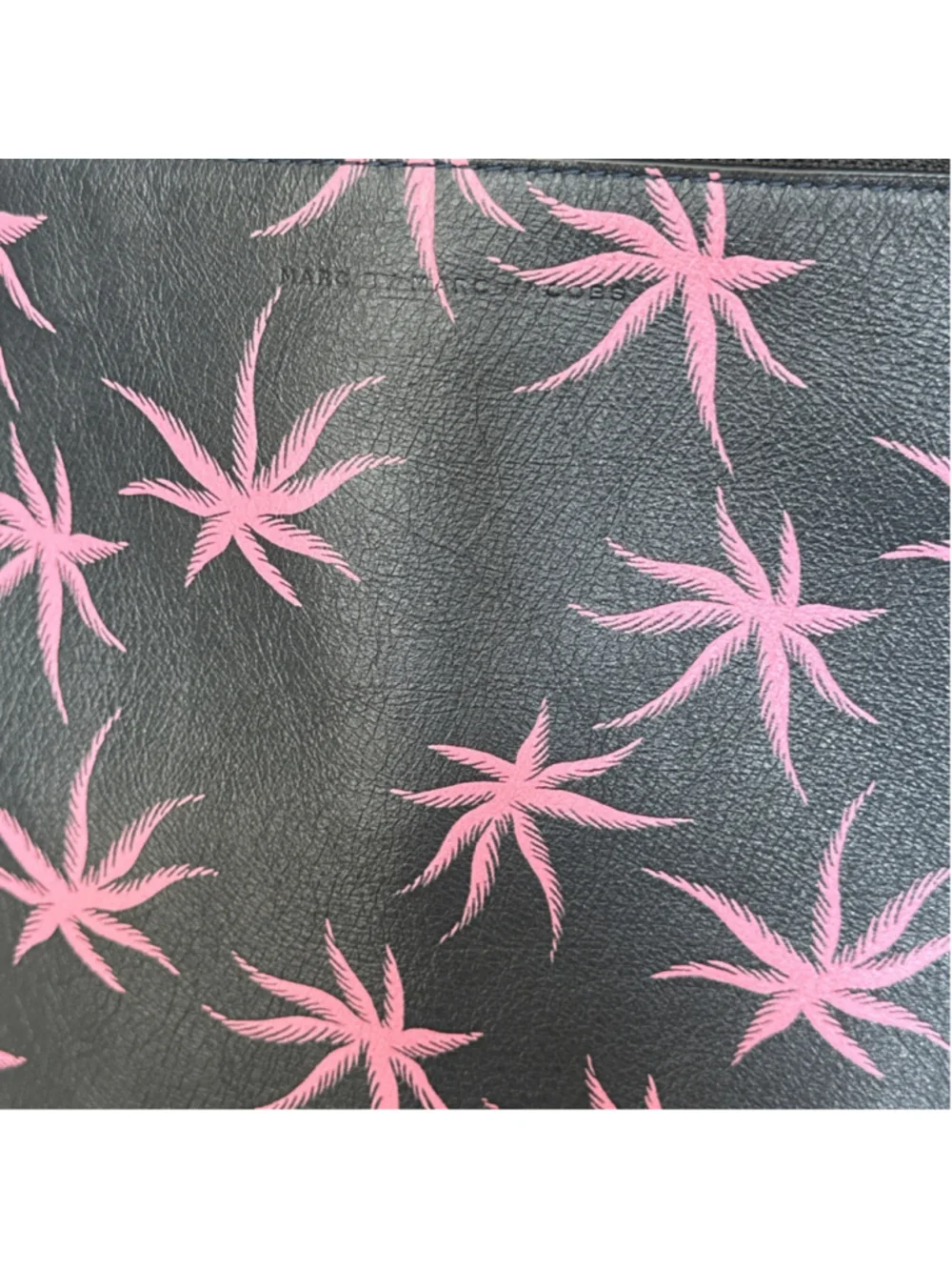 Marc Jacobs Leather Pouch Tablet Pink Navy Make Up Case (11X8 Inches)